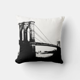 Cojín Decorativo Black & White Brooklyn Bridge Nueva York City Pill