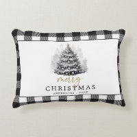Black White Buffalo Check Plaid Merry Christmas