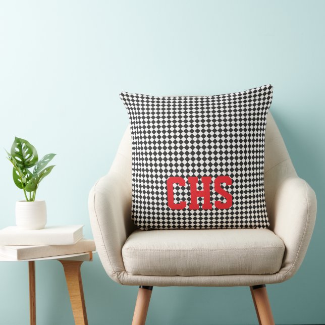 Cojín Decorativo Black White Chech School INITIALS Red Student Fun (Silla)