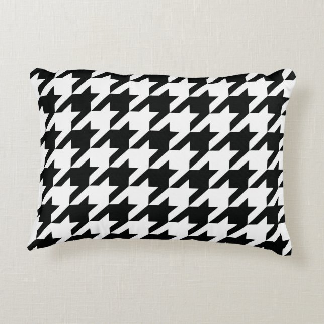 Cojín Decorativo Black White Classic Houndstap Check (Reverso)