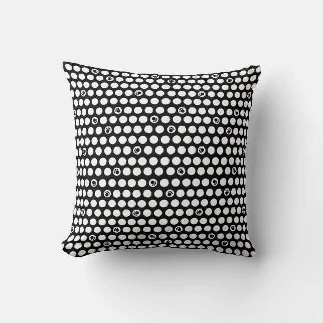 Cojín Decorativo Black White Doted Paws (Anverso)