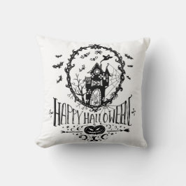 Cojín Decorativo Black & White Happy Halloween Pillow