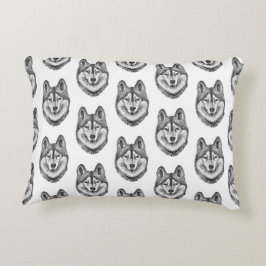 Cojín Decorativo Black & White Ink & Watercolor Siberian Husky