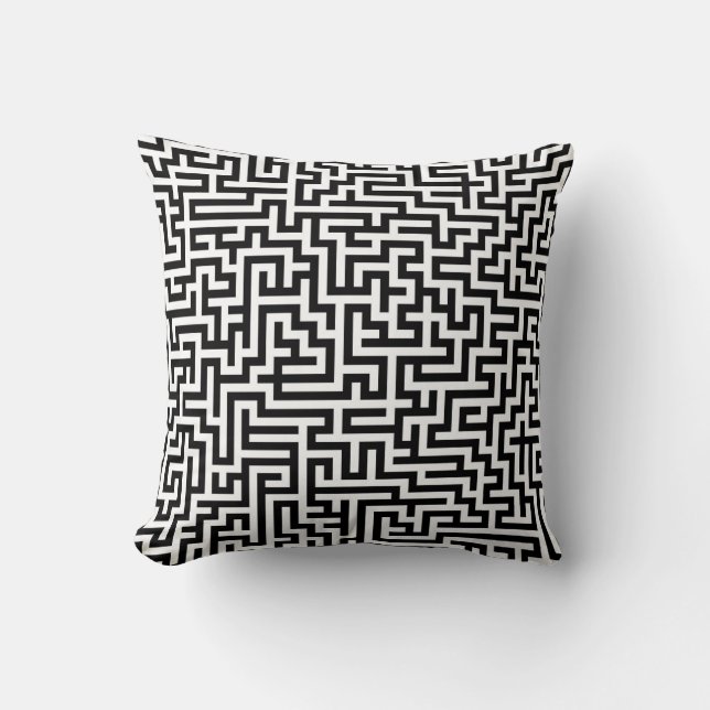 Cojín Decorativo Black White Maze Lines (Anverso)