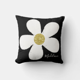 Cojín Decorativo Black White Personal Simple Daisy Gold