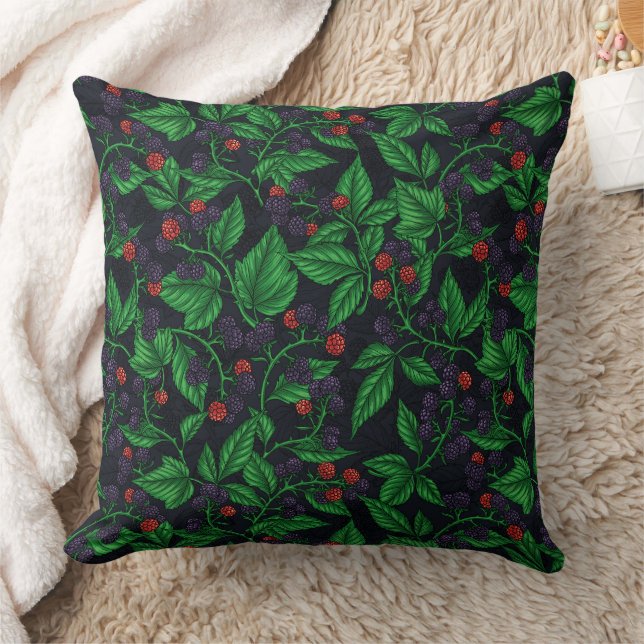 Cojín Decorativo Blackberries sobre gris oscuro (Manta)