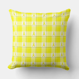 Cojín Decorativo Bladder Cancer Awareness Plaid Yellow Ribbon
