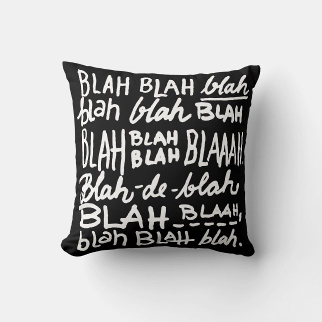 Cojín Decorativo Blah Blah Blah Oscuro (Anverso)