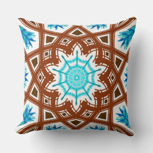 Cojín Decorativo Blanc del brun de la turquesa del diseño de