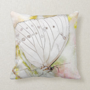 Cojín decorativo blanco 16" de la acuarela de la