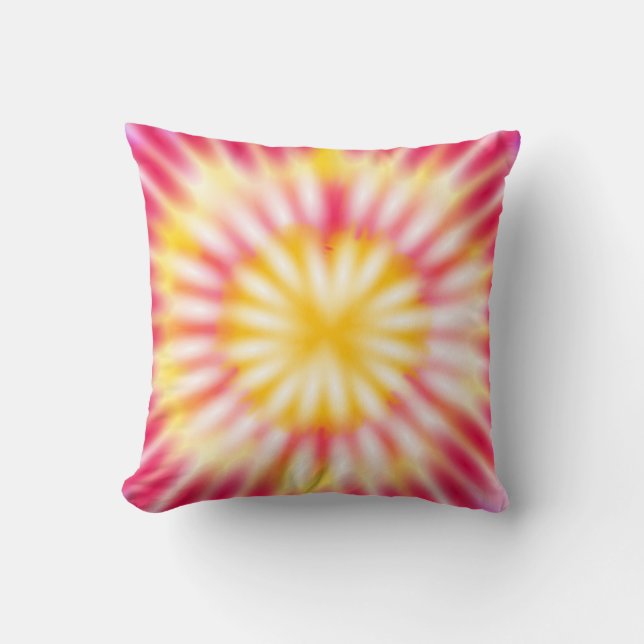 Cojín Decorativo Blanco amarillo rosado tinte (Anverso)