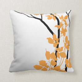 Cojín Decorativo Blanco anaranjado de la mandarina de las flores de