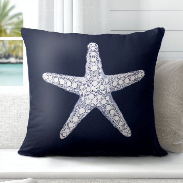 Cojín decorativo blanco azul de la marina oceánica (Elevate Your Décor: Discover our Elegant Coastal Throw Pillows in Blue & White)