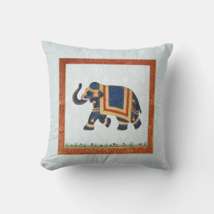 Cojín decorativo blanco azul indio 20" del