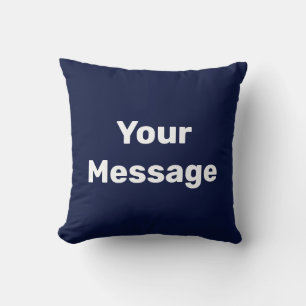 Cojín Decorativo Blanco azul oscuro simple Tu plantilla de texto de