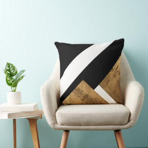 Cojín Decorativo Blanco blanco negro y dorado de cobre