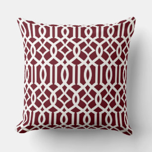 Cojín Decorativo Blanco Burdeos Marroquí Trellis Decoración Pillow