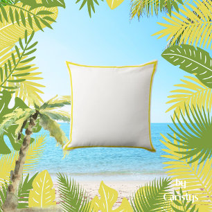 Cojín Decorativo Blanco clásico con amarillo y amarillo sólido inve
