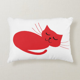 Cojín Decorativo Blanco con acento rojo de gato