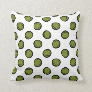 Cojín Decorativo Blanco con círculos / puntos verde musgo