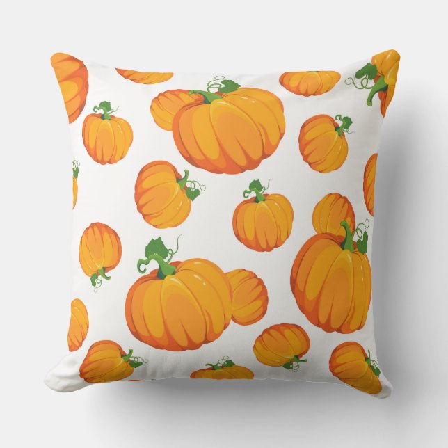 COJÍN DECORATIVO BLANCO CON NARANJA HALLOWEEN PUMPKINS (Anverso)