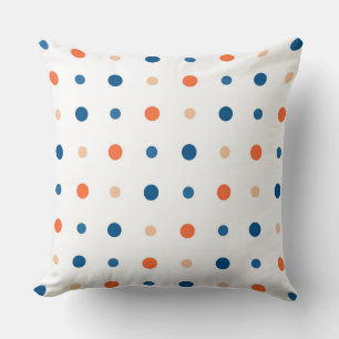 Cojín Decorativo Blanco con puntos azules y naranjas