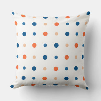 Cojín Decorativo Blanco con puntos azules y naranjas