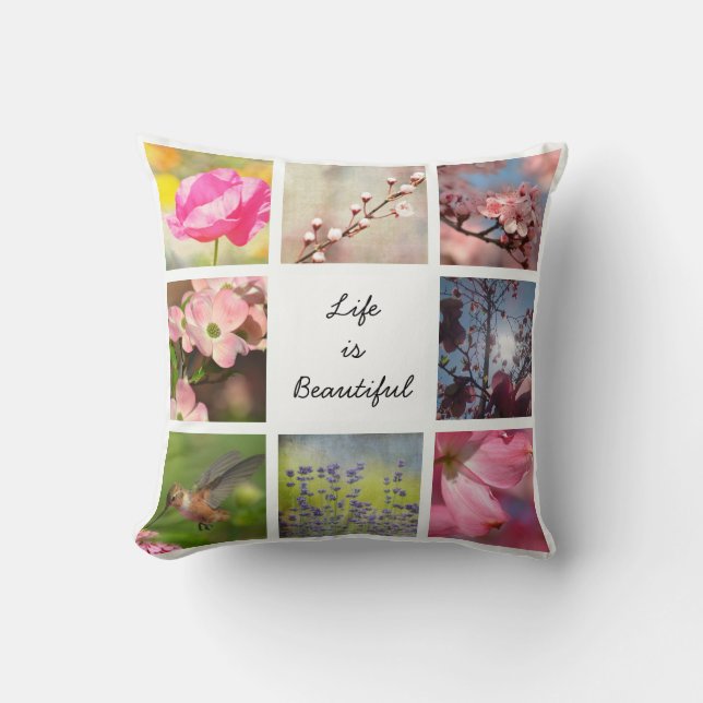 Cojín Decorativo Blanco Crea tu propio Collage de fotos (Anverso)