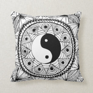 Cojín Decorativo Blanco de Yin y de Yang