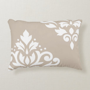 Cojín Decorativo Blanco del arte I del damasco de la voluta en de