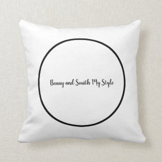 Cojín Decorativo Blanco del círculo en Benny negro y Smith mi