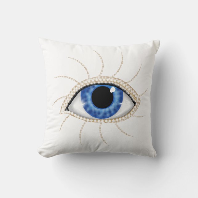 Cojín Decorativo Blanco del mal de ojo (Anverso)