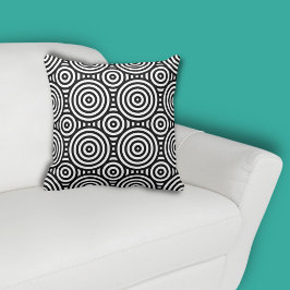 Cojín Decorativo Blanco del patrón tribal de círculo negro