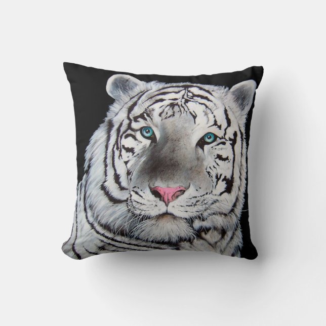 Cojín decorativo blanco del tigre (Anverso)