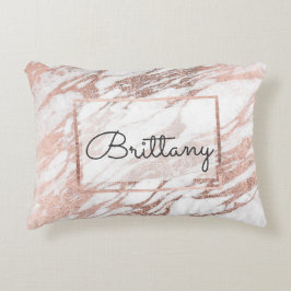 Cojín Decorativo Blanco elegante elegante y monograma color de rosa