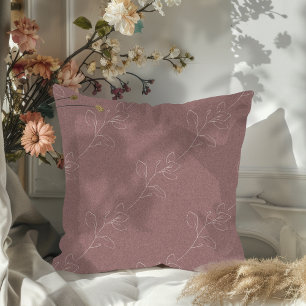 Cojín Decorativo Blanco Elegante Floral Moderno Lana Mauve