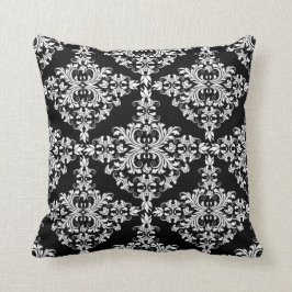 Cojín Decorativo Blanco femenino en el damasco negro