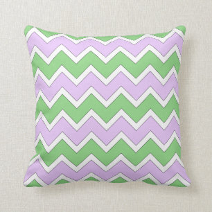 Cojín Decorativo Blanco, Lilac y Pilar Chevron Verde
