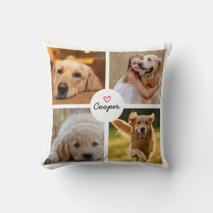 Cojín Decorativo Blanco moderno 4 Collages de fotos Mascota Perro L