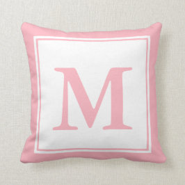Cojín Decorativo Blanco monogramado y rosa pálido