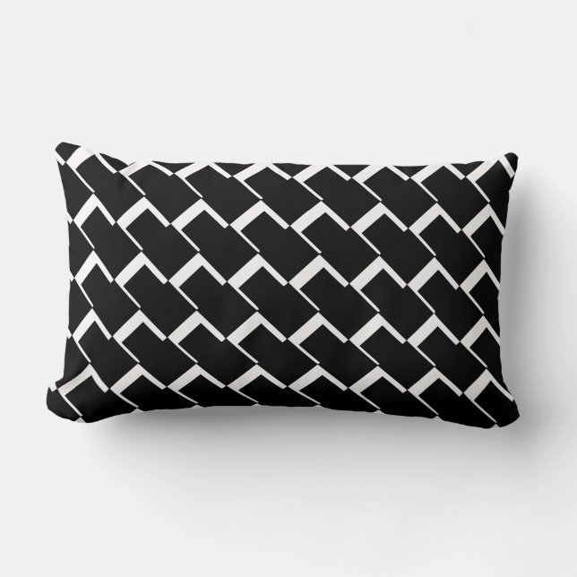 Cojín decorativo blanco negro, almohada lumbar de  (Anverso)