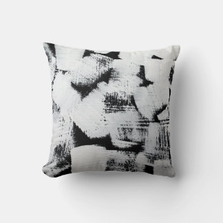 Cojín Decorativo Blanco negro, lienzo pintado abstracto.