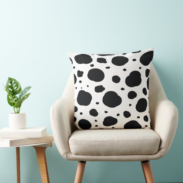 Cojín Decorativo blanco negro moderno manchas dálmatas patrón anima (Silla)