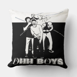 Cojín Decorativo blanco negro OHH BOYS Crack Up Laughing