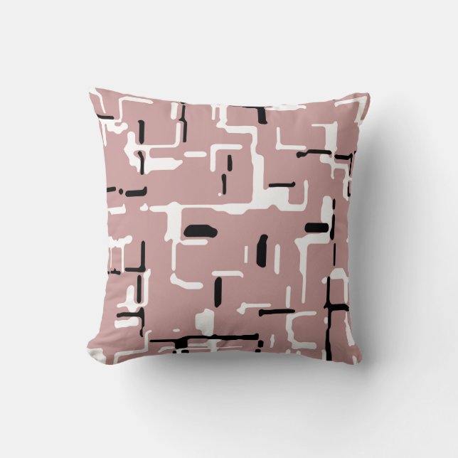 Cojín Decorativo Blanco negro rosado moderno (Anverso)