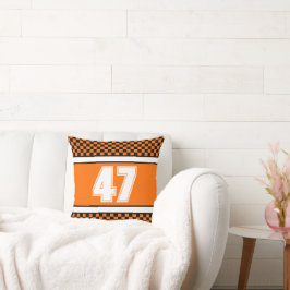 Cojín Decorativo Blanco Negro Y Naranja Comprobar El Deporte Cuadra