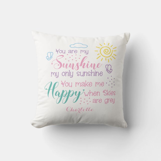 Cojín Decorativo Blanco Personalizado Eres Mi Sol (Anverso)