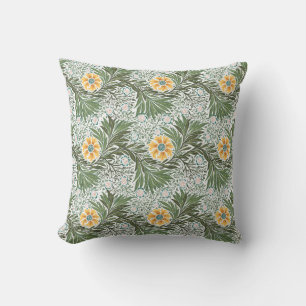 Cojín Decorativo Blanco pintado y barroco floral verde y amarillo