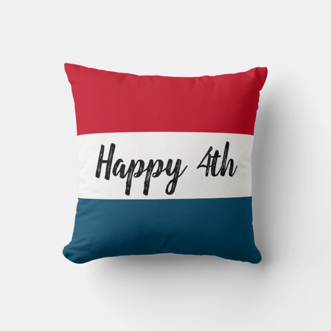 Cojín Decorativo Blanco Rojo Patriótico Y Azul 4 De Julio (Anverso)