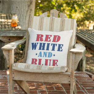 Cojín Decorativo Blanco Rojo y Azul 4 de julio feriado